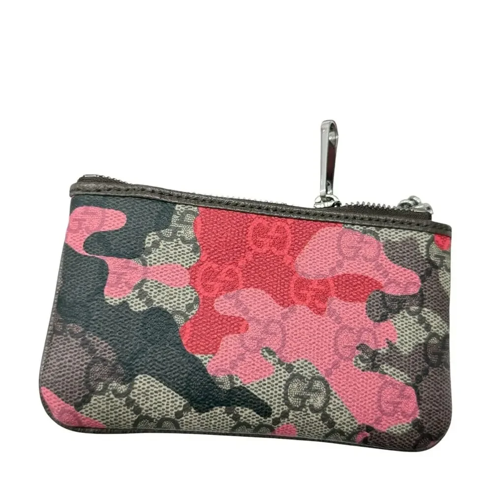 Gucci GG Supreme Pink Red Camo Key Case Key Pouch Double G NWT Full Set